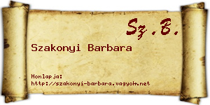 Szakonyi Barbara névjegykártya